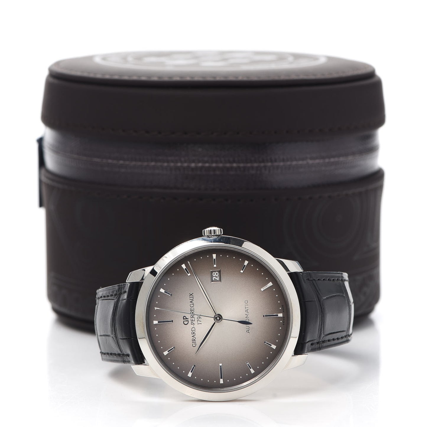 GIRARD PERREGAUX Stainless Steel Alligator 40mm 1966 Automatic Watch Grey 49555