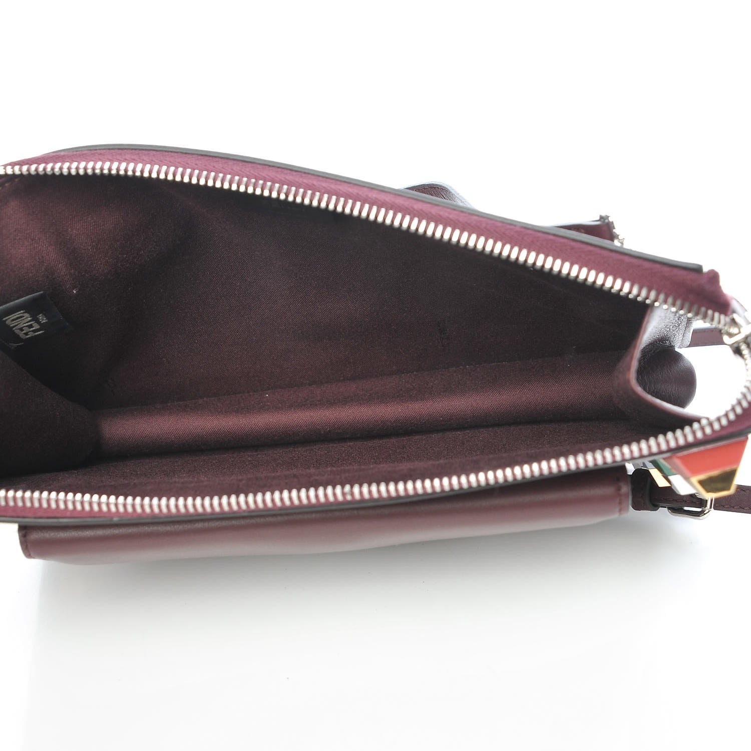 Fendi Vitello Dolce Studded Mini 2Jours Pouch Bordeaux Multicolor 5 of 7