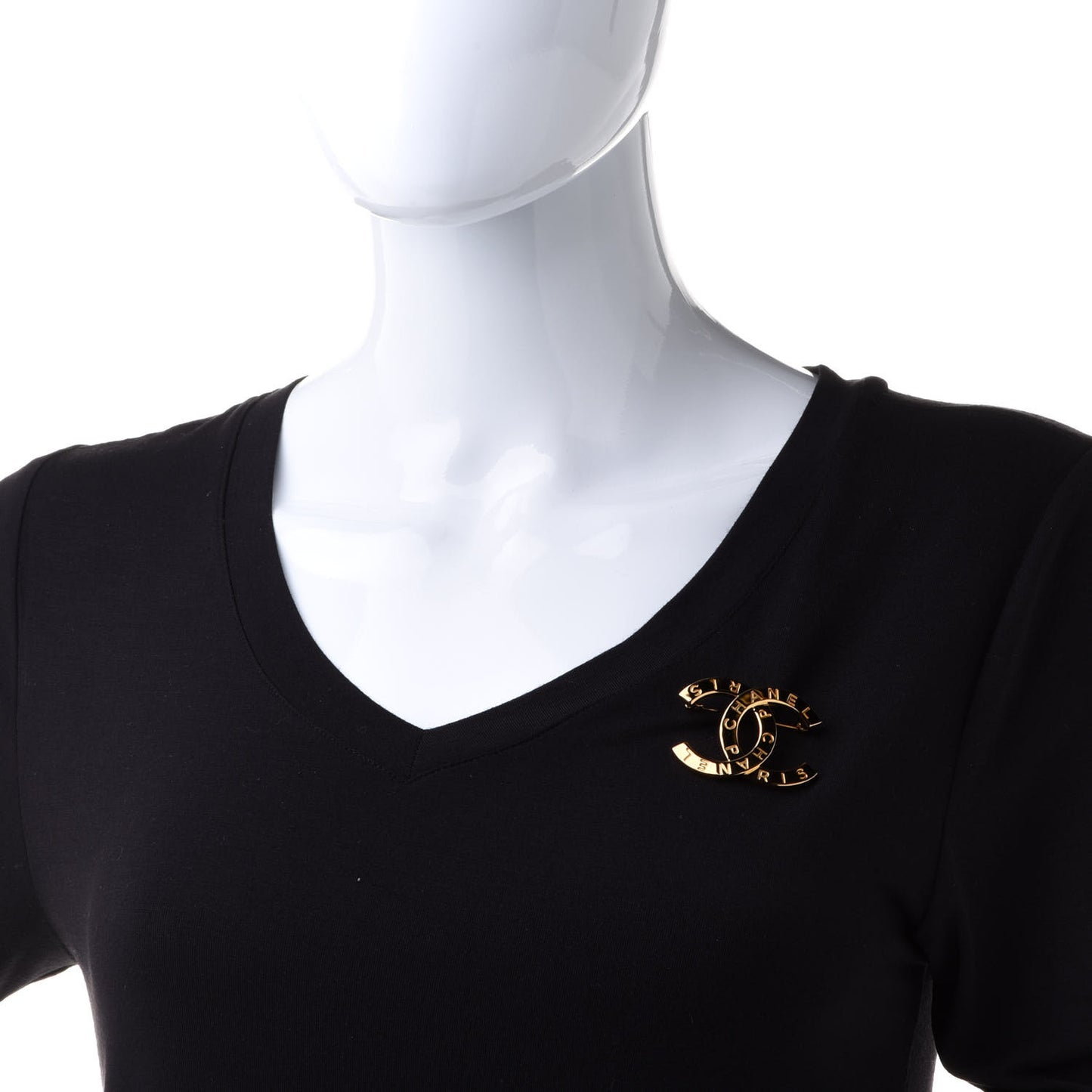 Metal Paris Button CC Large Brooch Gold