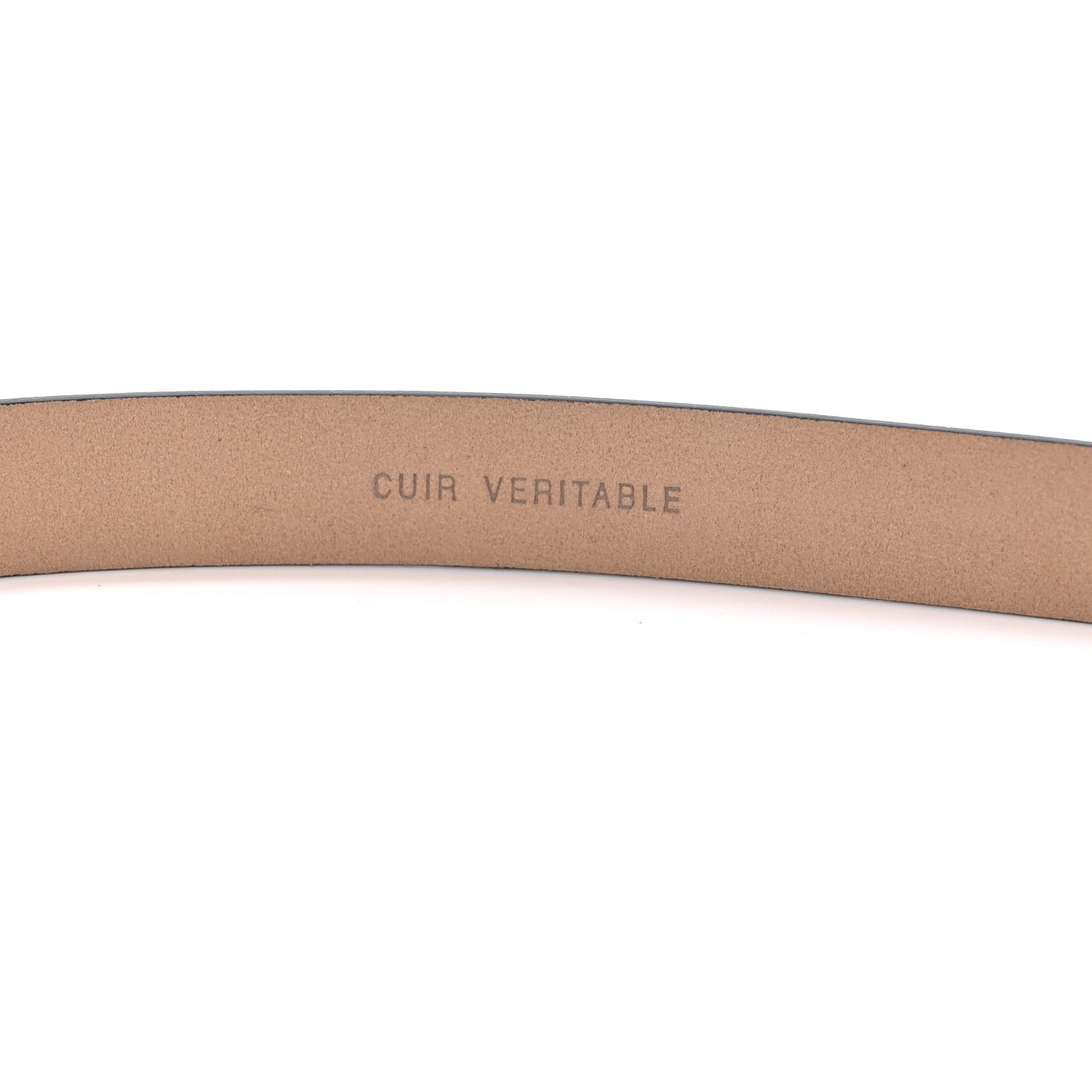 Striated Patent CC Logo Skinny Belt Dark Grey
