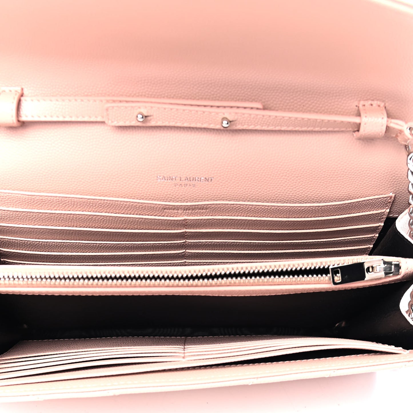 Grain De Poudre Matelasse Chevron Monogram Chain Wallet Pale Pink
