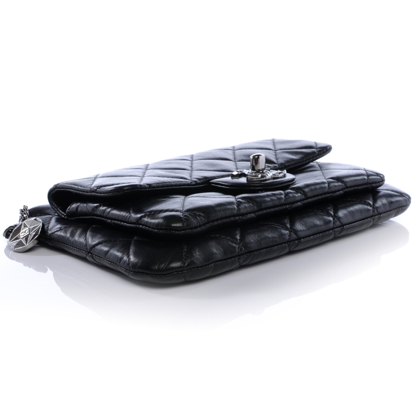 Lambskin Mineral Nights Flap Wristlet Black