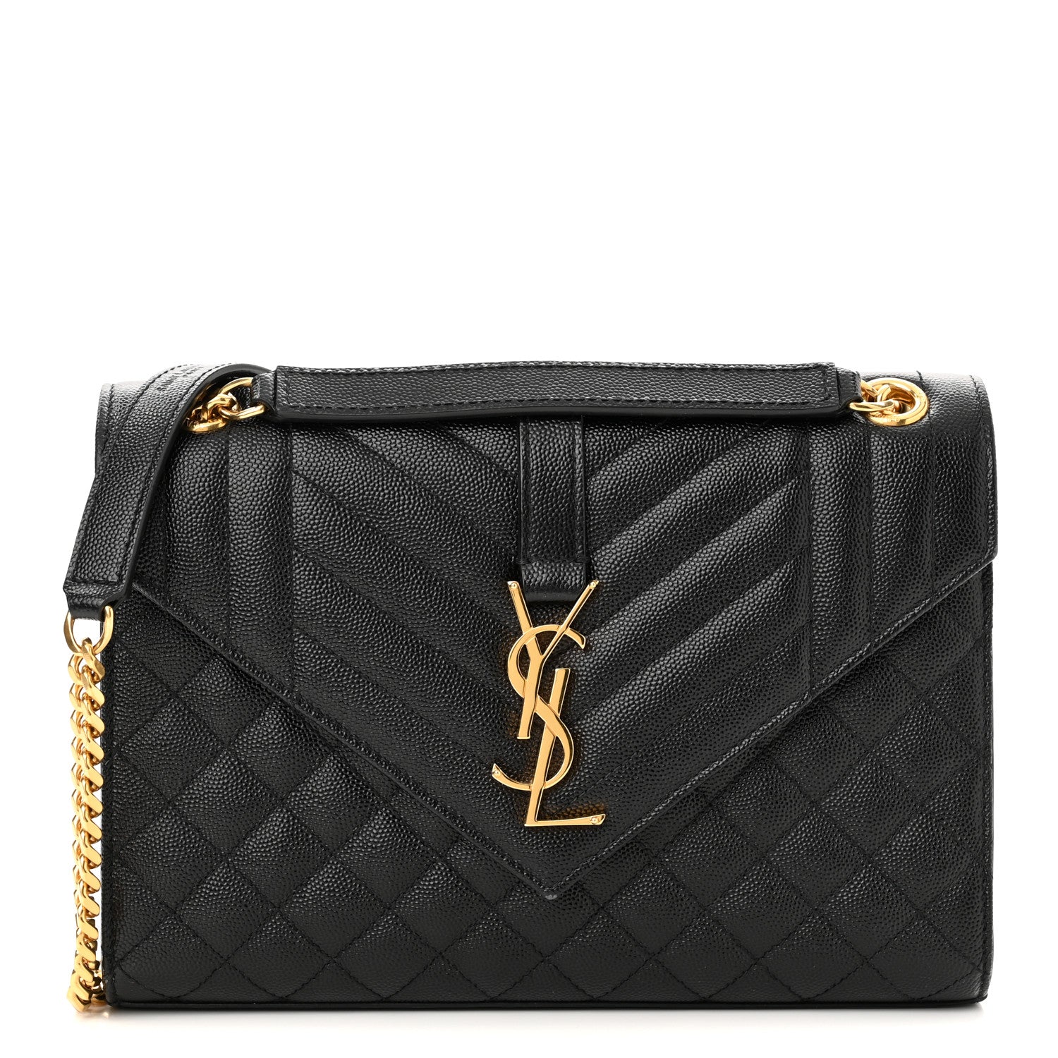 Saint Laurent Grain De Poudre Textured Mixed Matelasse Triquilt Medium Monogram Satchel Black 1 of 11