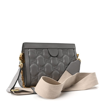 Gucci Calfskin GG Matelasse Small Slim Chain Shoulder Bag Dusty Grey Natural 3 of 10