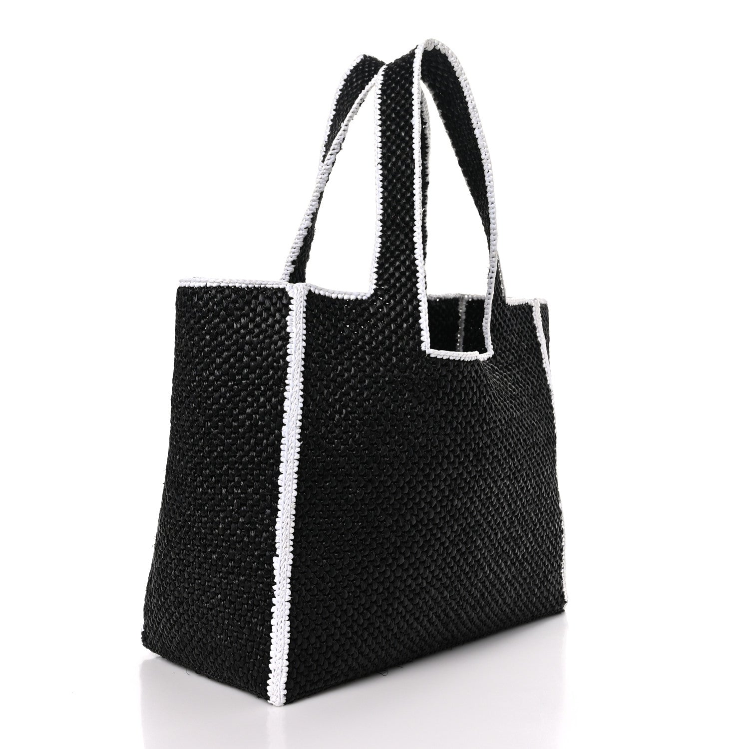 Loewe Raffia Large Paula's Ibiza Logo Tote Black White 3 of 8