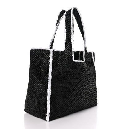 Loewe Raffia Large Paula's Ibiza Logo Tote Black White 3 of 8