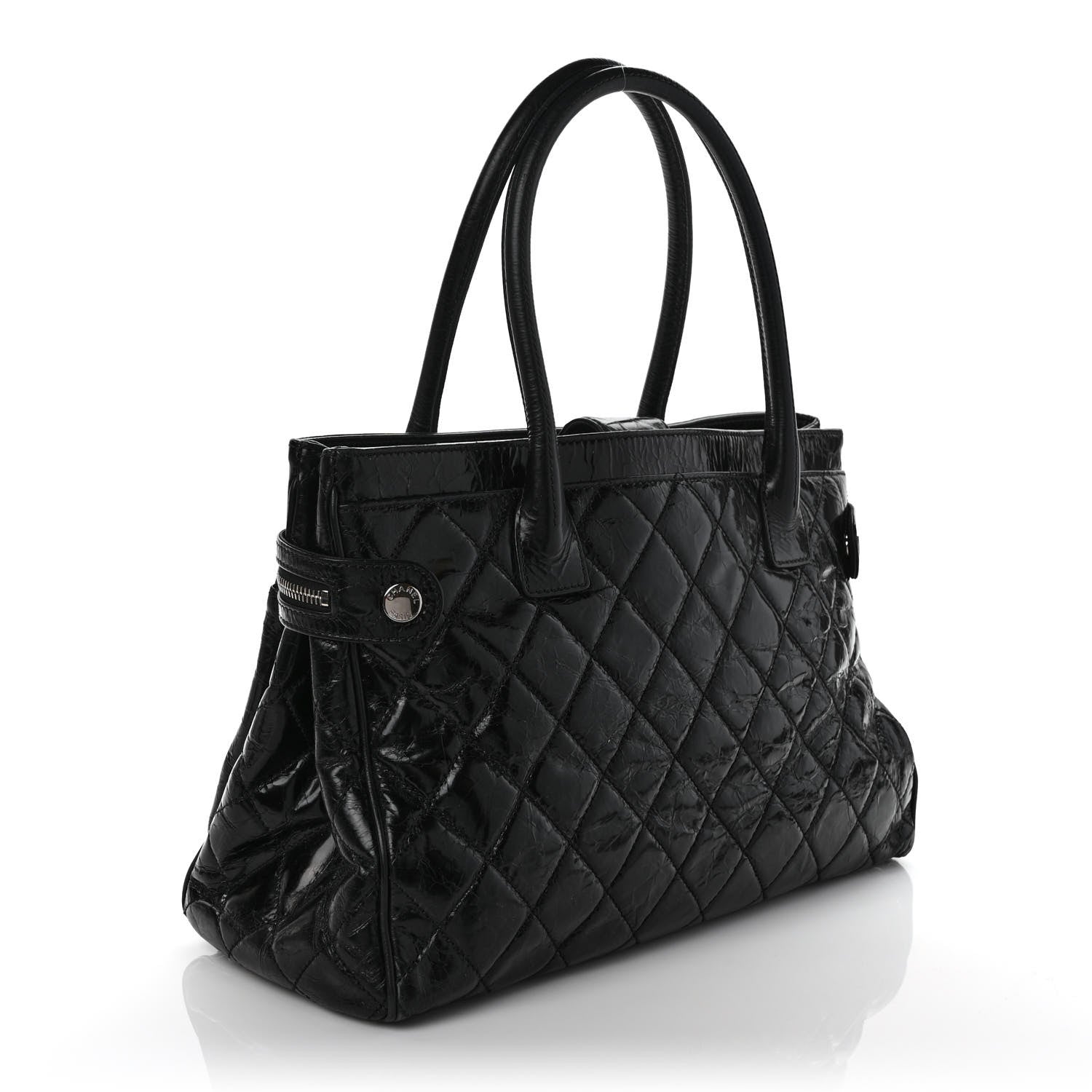 Chanel Glazed Calfskin Quilted Large New Portobello Tote Black 4 of 11