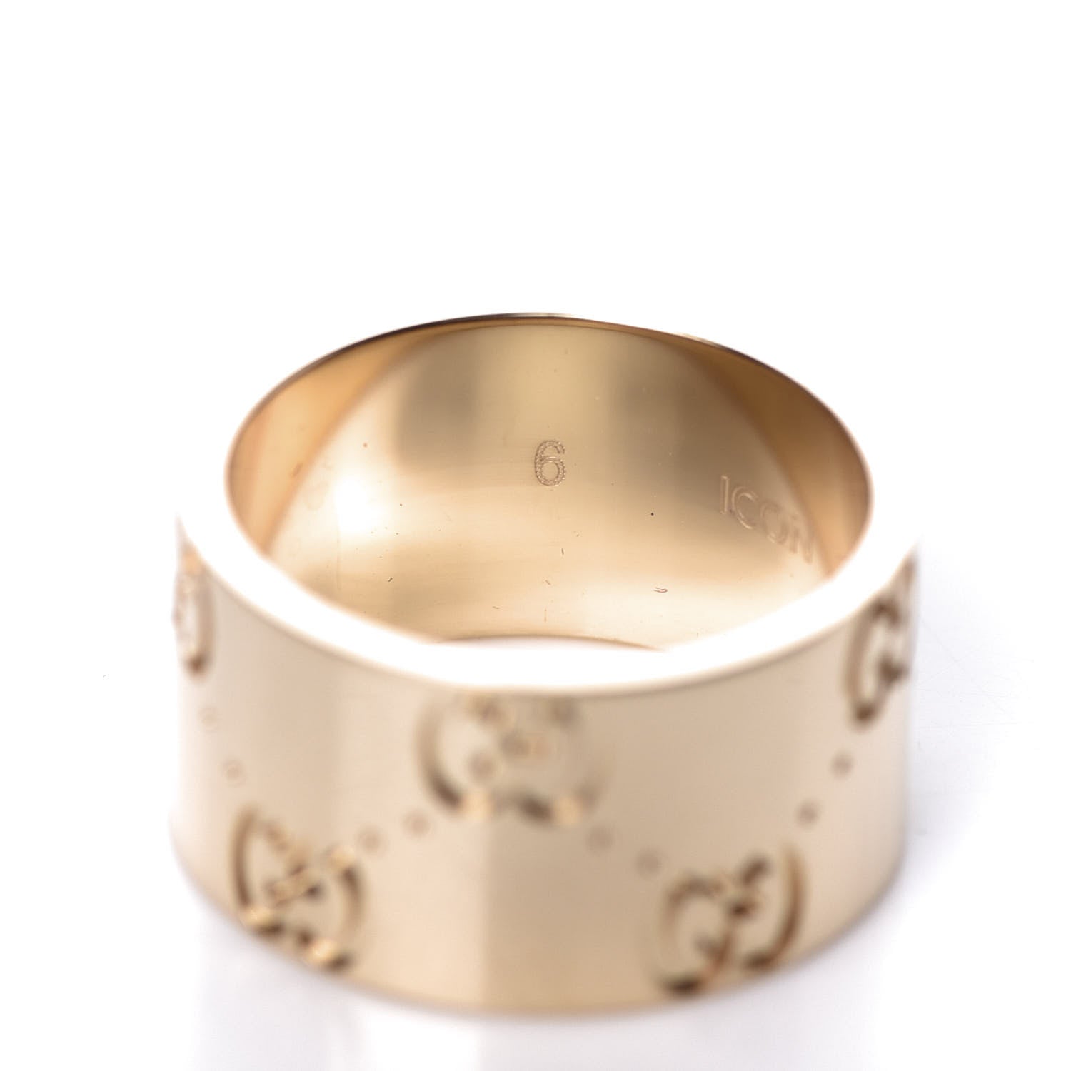 Gucci 18K Yellow Gold 9mm Icon Band Ring 46 3.75 5 of 8