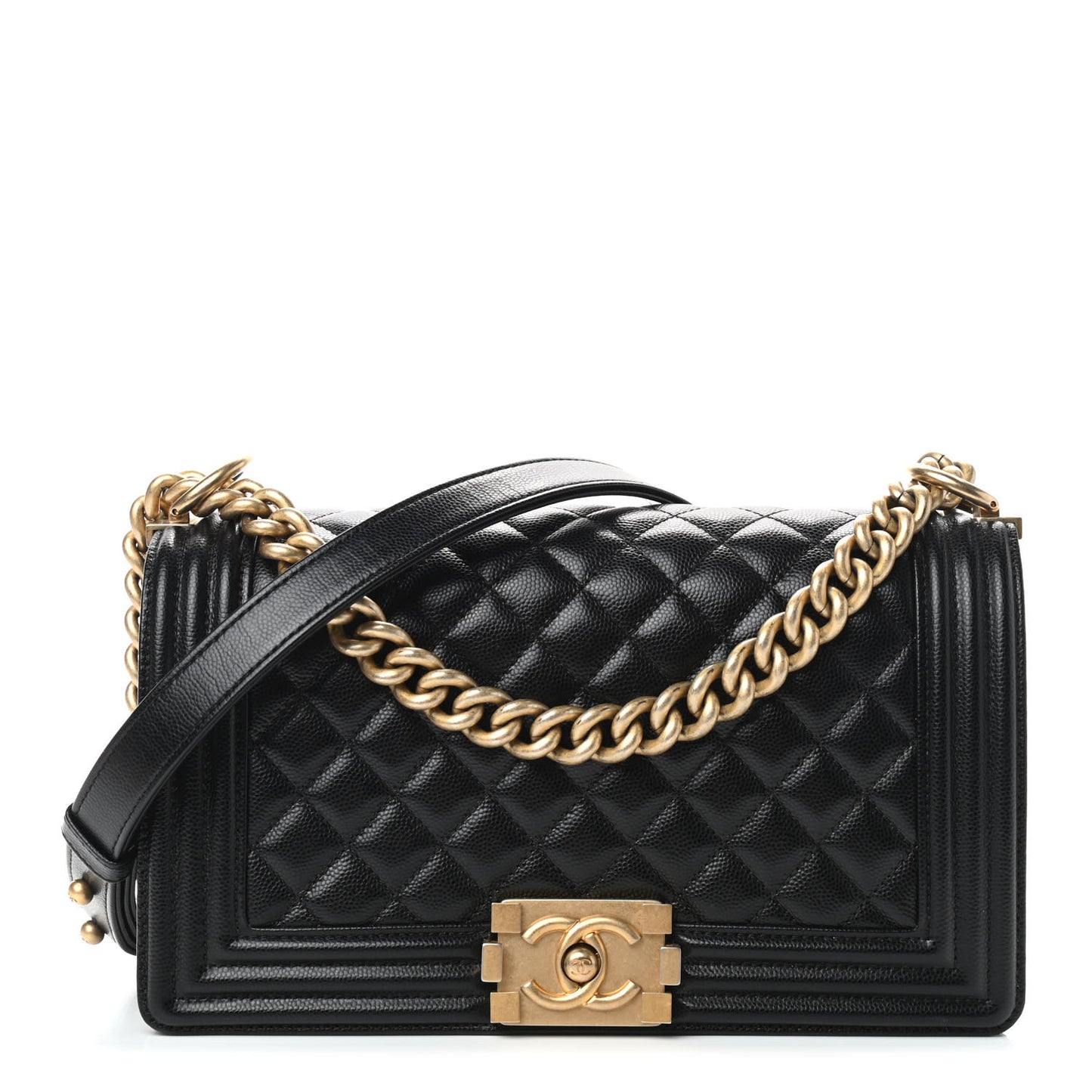 Caviar Quilted Medium Boy Flap Black