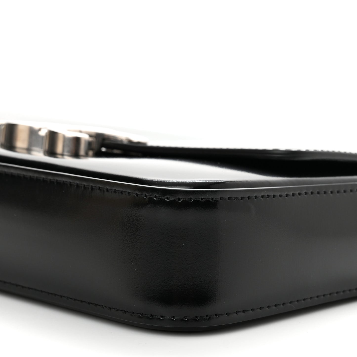 Shiny Calfskin Triomphe Chain Shoulder Bag Black