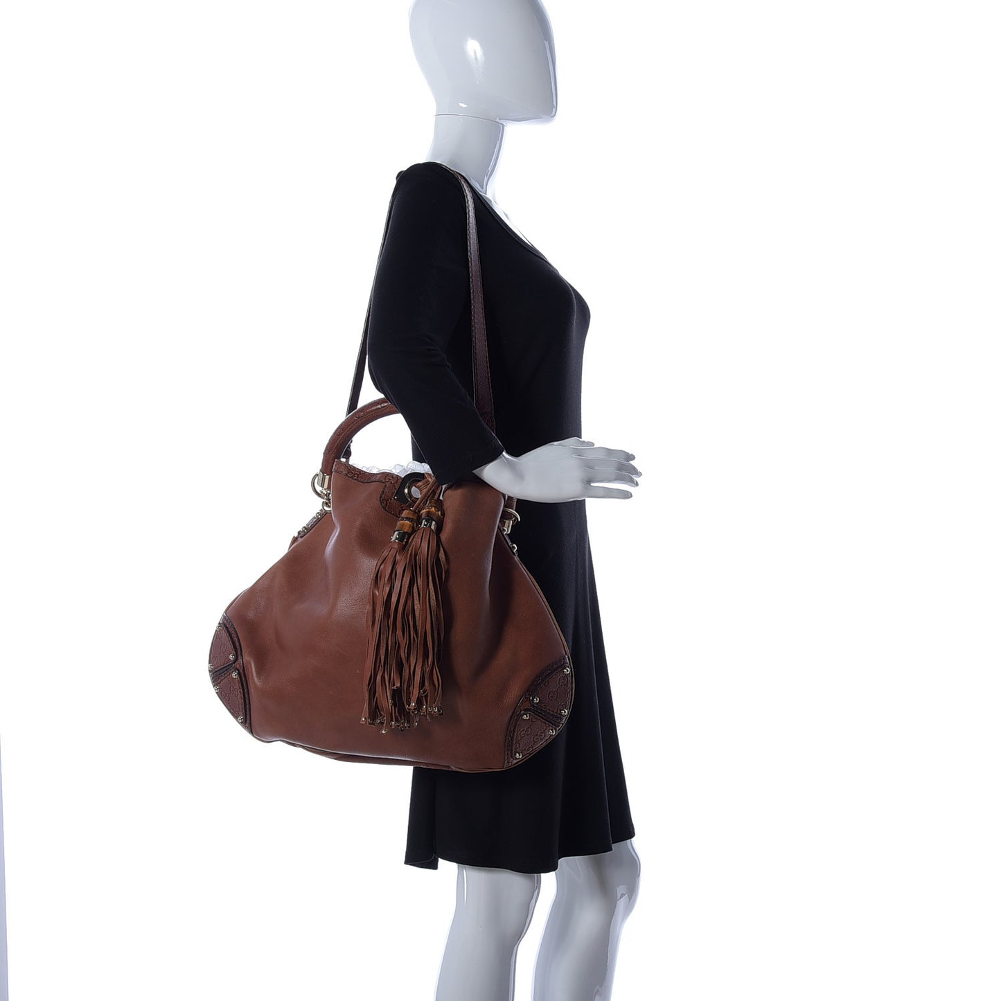 Calfskin Large Indy Top Handle Hobo Brown