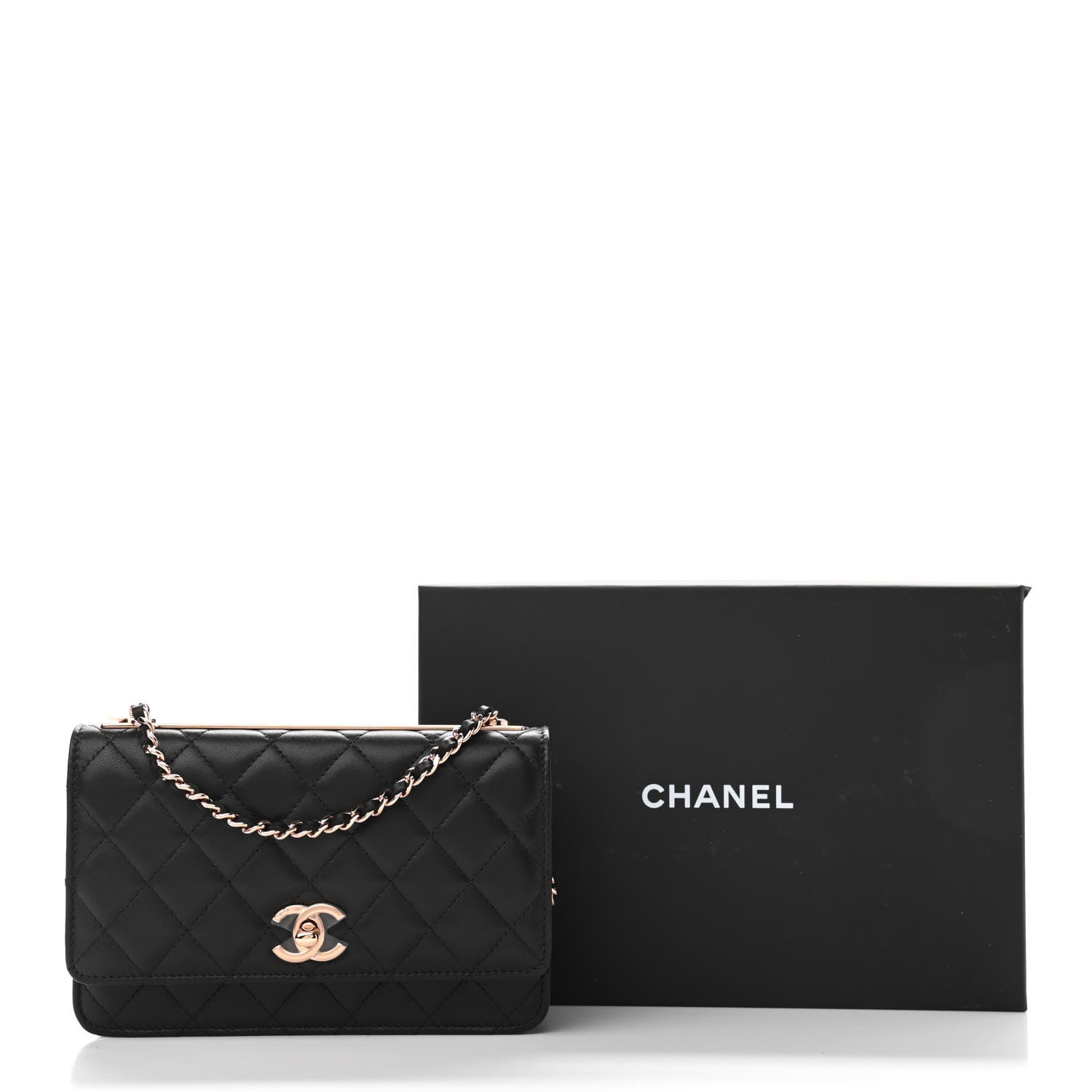 Chanel Lambskin Quilted Trendy CC Wallet On Chain WOC Black 11 of 11