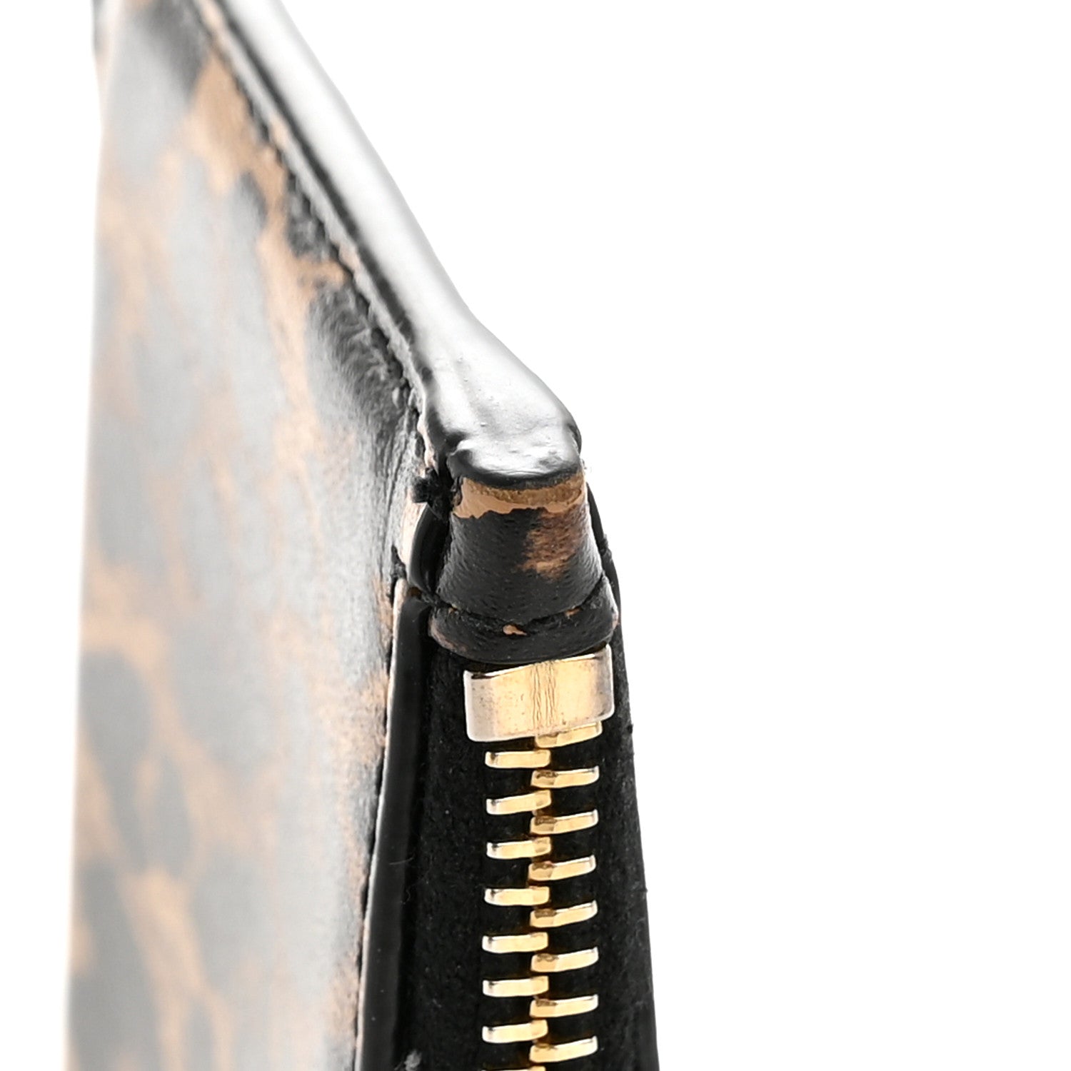 Saint Laurent Calfskin Leopard Print Monogram 5 Fragments Zip Pouch Card Holder Toffee Manto Naturale 9 of 10