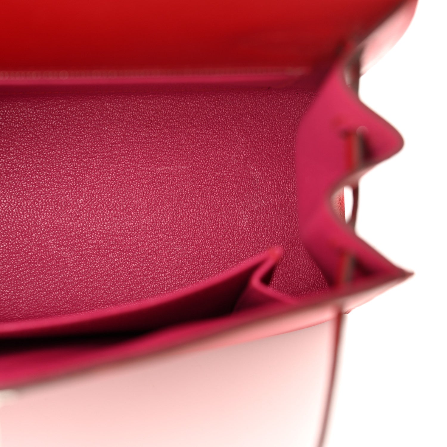 Hermes Madame Calfskin Verso Kelly Sellier 25 Rouge Piment Rose Shocking 11 of 13