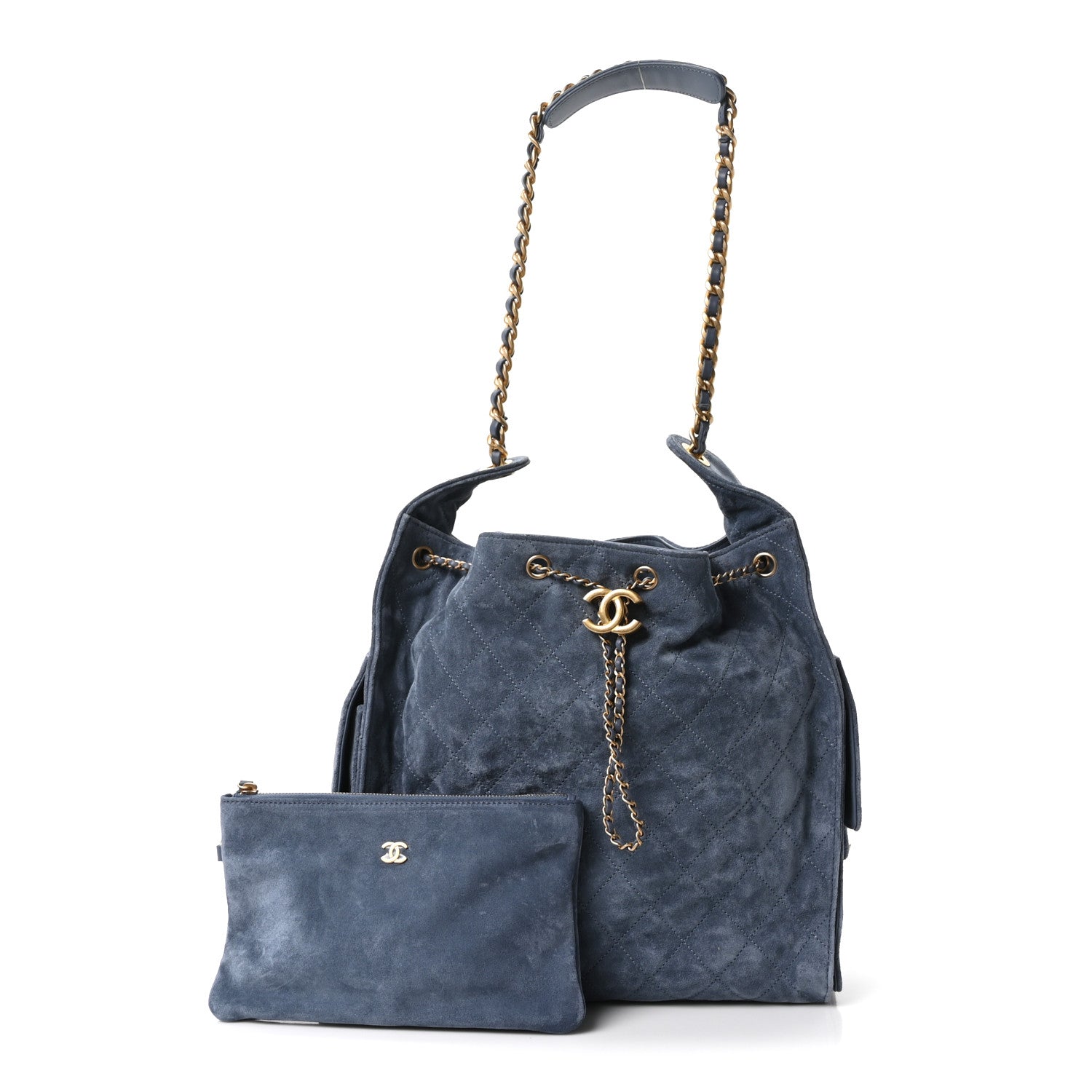 Chanel Suede Quilted Medium Chanel 25 Handbag Blue 3 of 11
