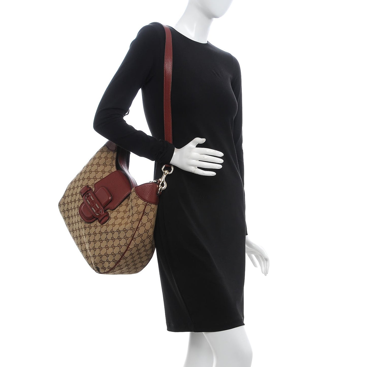 Monogram Web Medium Dressage Hobo Red