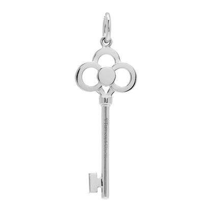 Tiffany 18K White Gold Diamond Crown Key Pendant 3 of 3