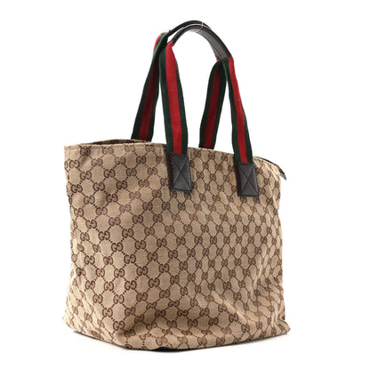 Gucci Monogram Large Web Handle Bucket Tote Dark Brown 3 of 10