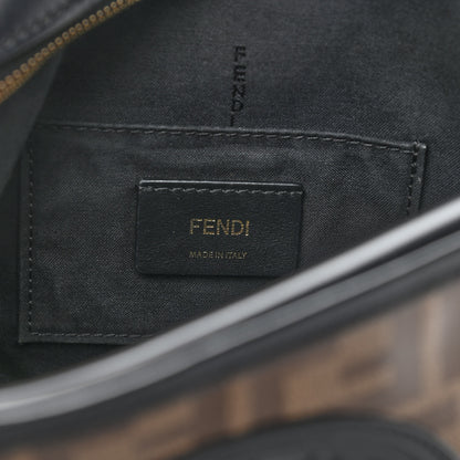 Fendi Glazed Fabric Vitello Century F is Fendi FF 1974 Stamp Patch Camera Case Mogano Panna Black 6 of 9