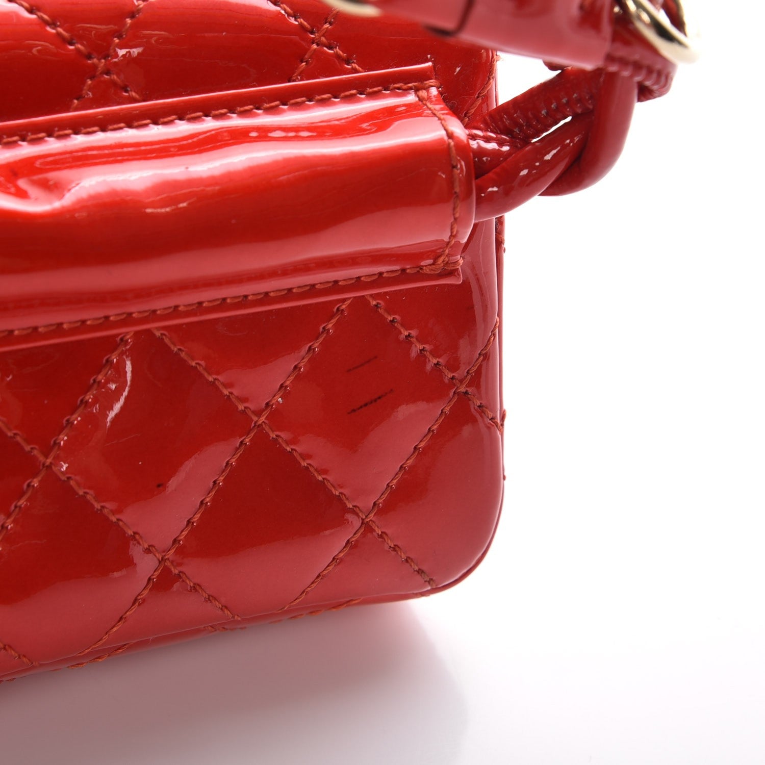 Chanel Patent Quilted 2.55 Ankle Wrist Bag Red 7 of 10