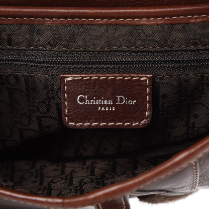Christian Dior Calfskin Embroidered Romantic Flowers Saddle Bag Brown 6 of 14