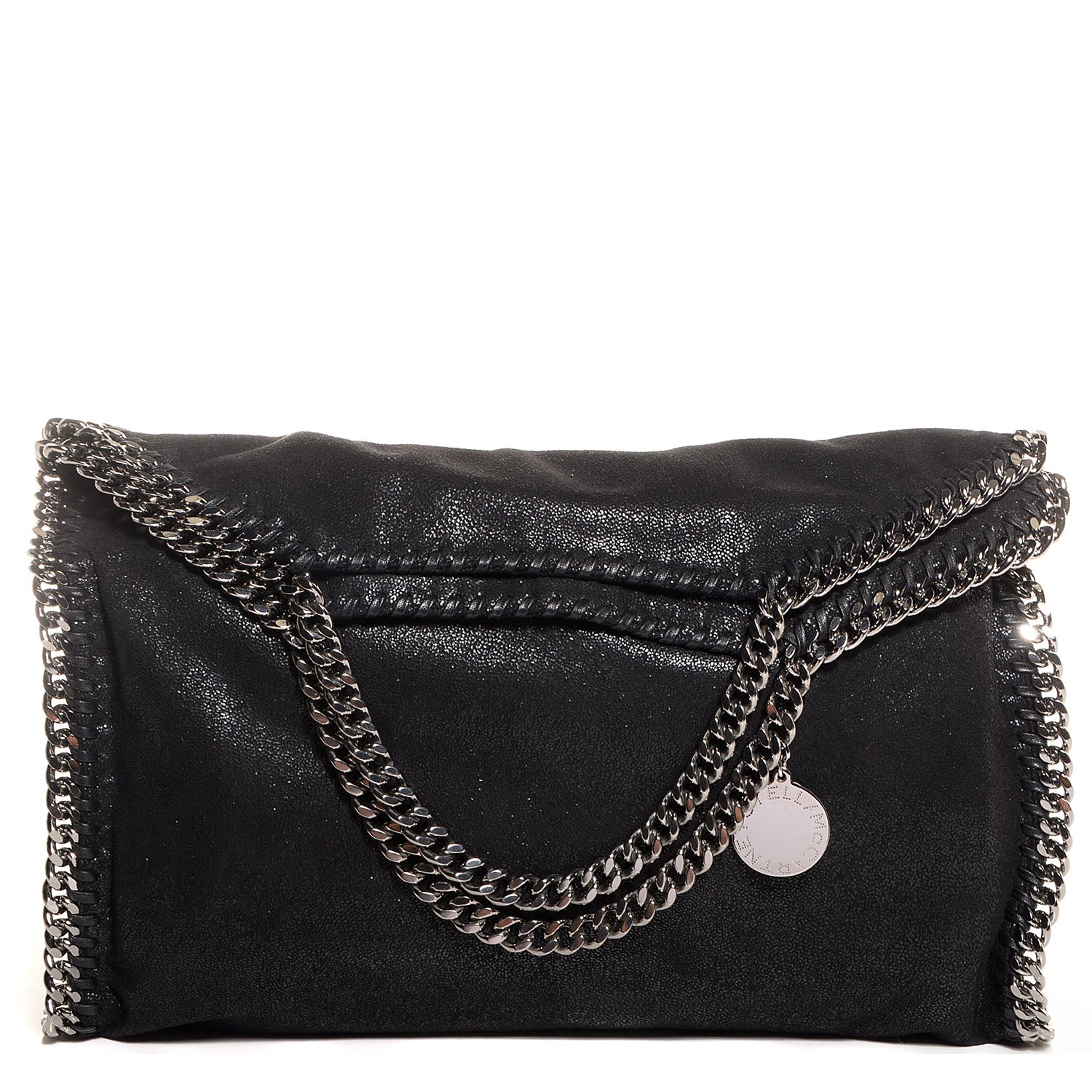 Stella McCartney Faux Leather Shaggy Deer Falabella Fold Over Tote Black 1 of 8