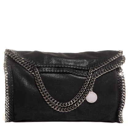 Stella McCartney Faux Leather Shaggy Deer Falabella Fold Over Tote Black 1 of 8
