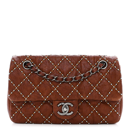 Chanel Washed Lambskin Studded Metal Beauty Flap Brown 1 of 10