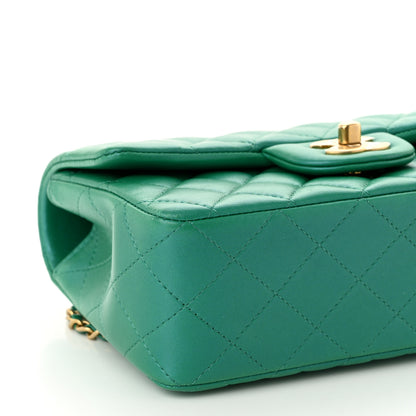 Chanel Iridescent Lambskin Quilted Mini Top Handle Rectangular Flap Green 9 of 11