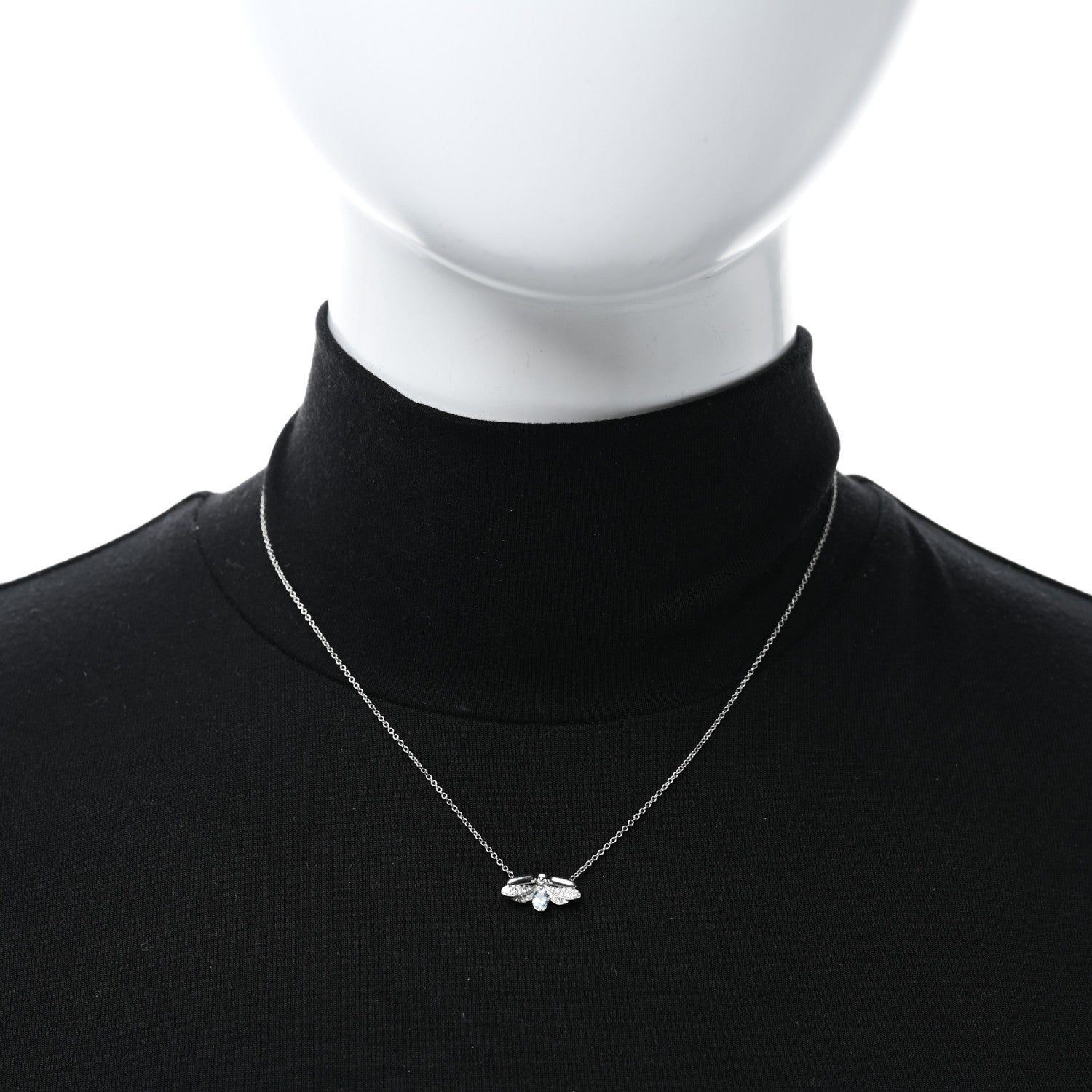 Tiffany Platinum Diamond Aquamarine Paper Flowers Firefly Pendant Necklace 2 of 5