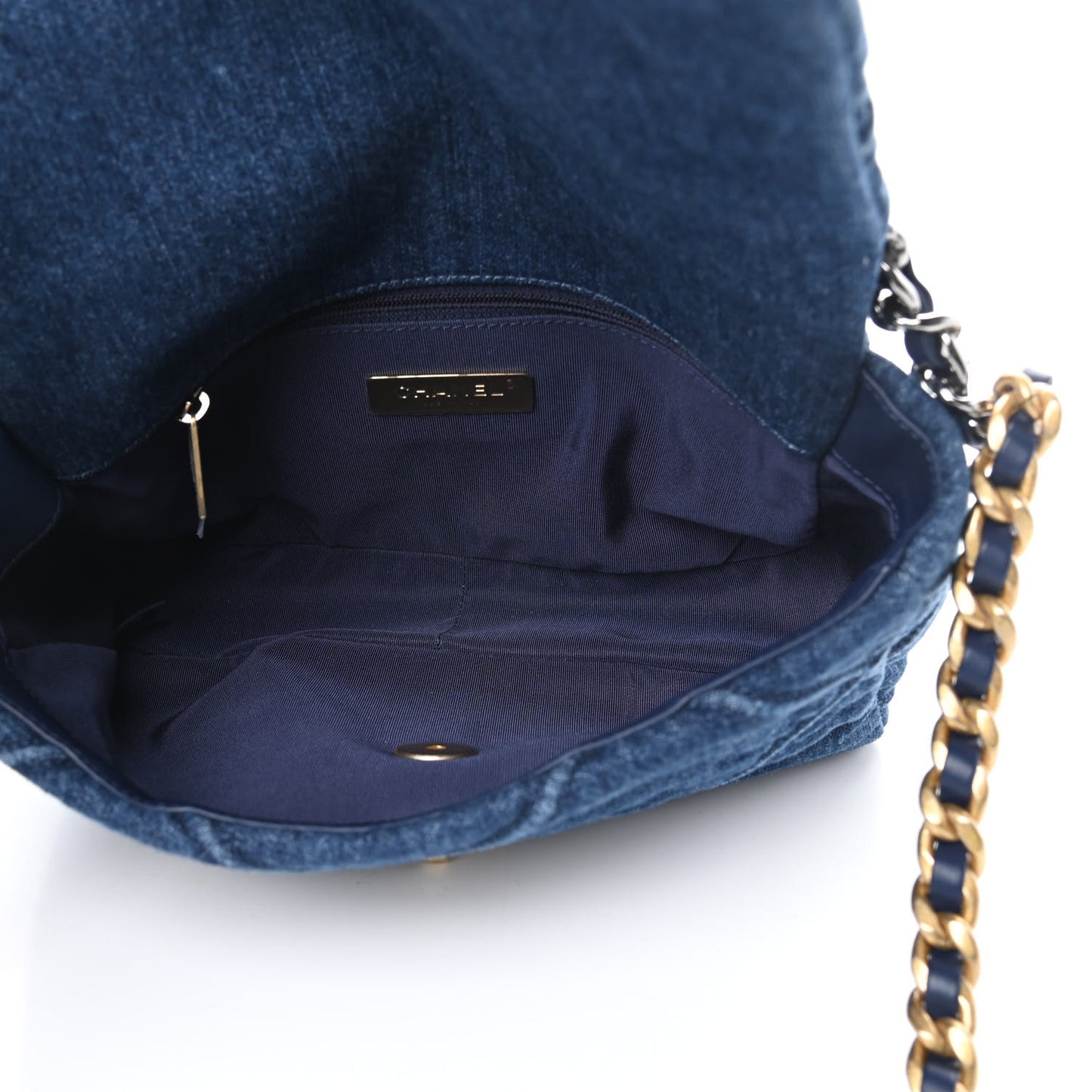 Denim Quilted Medium Chanel 19 Flap Blue