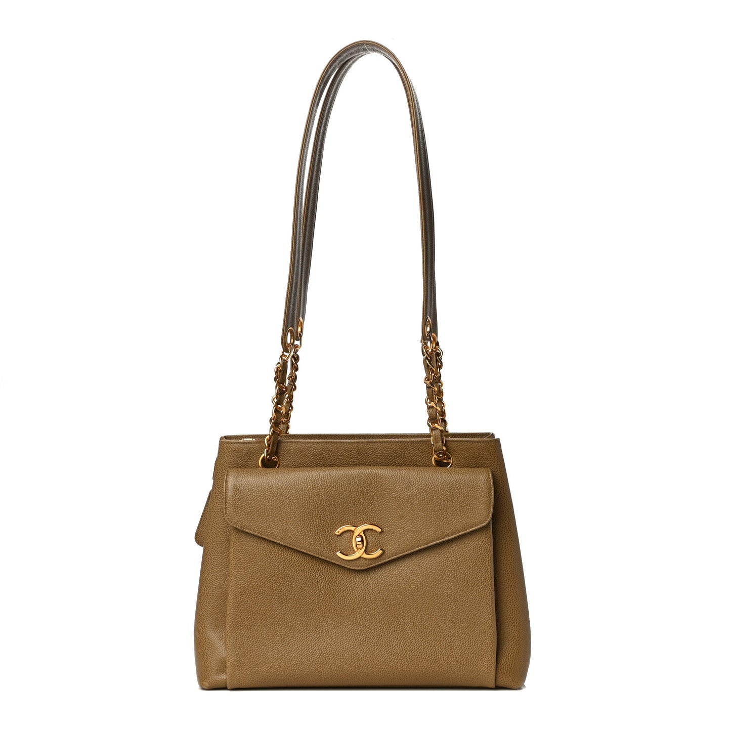 Caviar Flap Shoulder Bag Beige