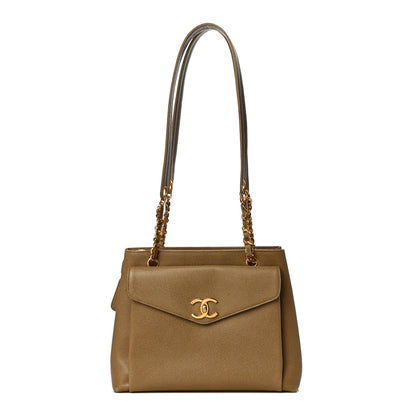 Chanel Caviar Flap Shoulder Bag Beige 1 of 14