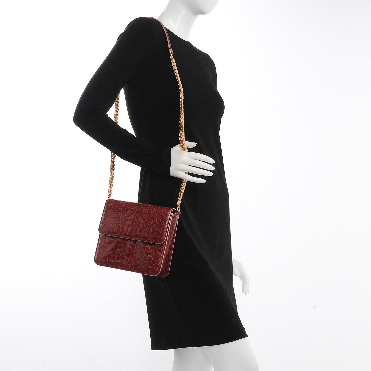 Stella McCartney Embossed Crocodile Effect Grace Burgundy 2 of 7
