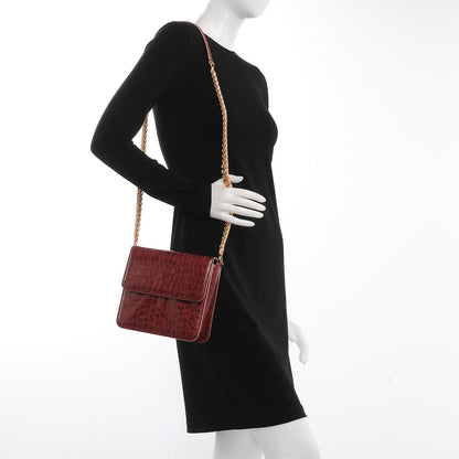 Stella McCartney Embossed Crocodile Effect Grace Burgundy 2 of 7