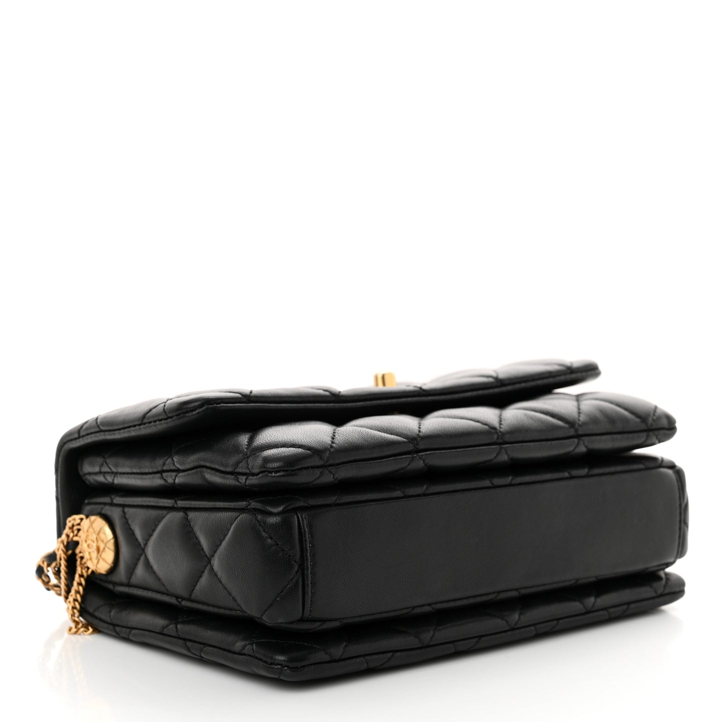 Lambskin Quilted Mini Medallion Multi Chain Flap Black