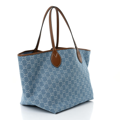 Gucci New Denim GG Monogram Calfskin Large Totissima Tote Light Blue 4 of 10