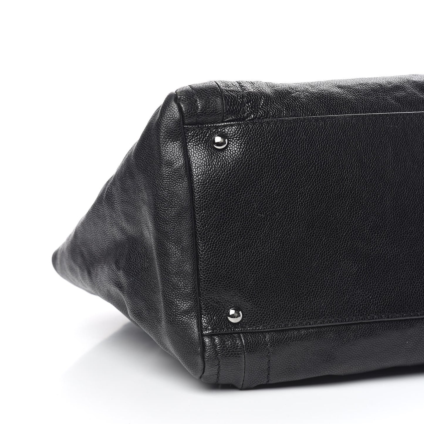 Glazed Caviar East West Modern Chain Tote Black