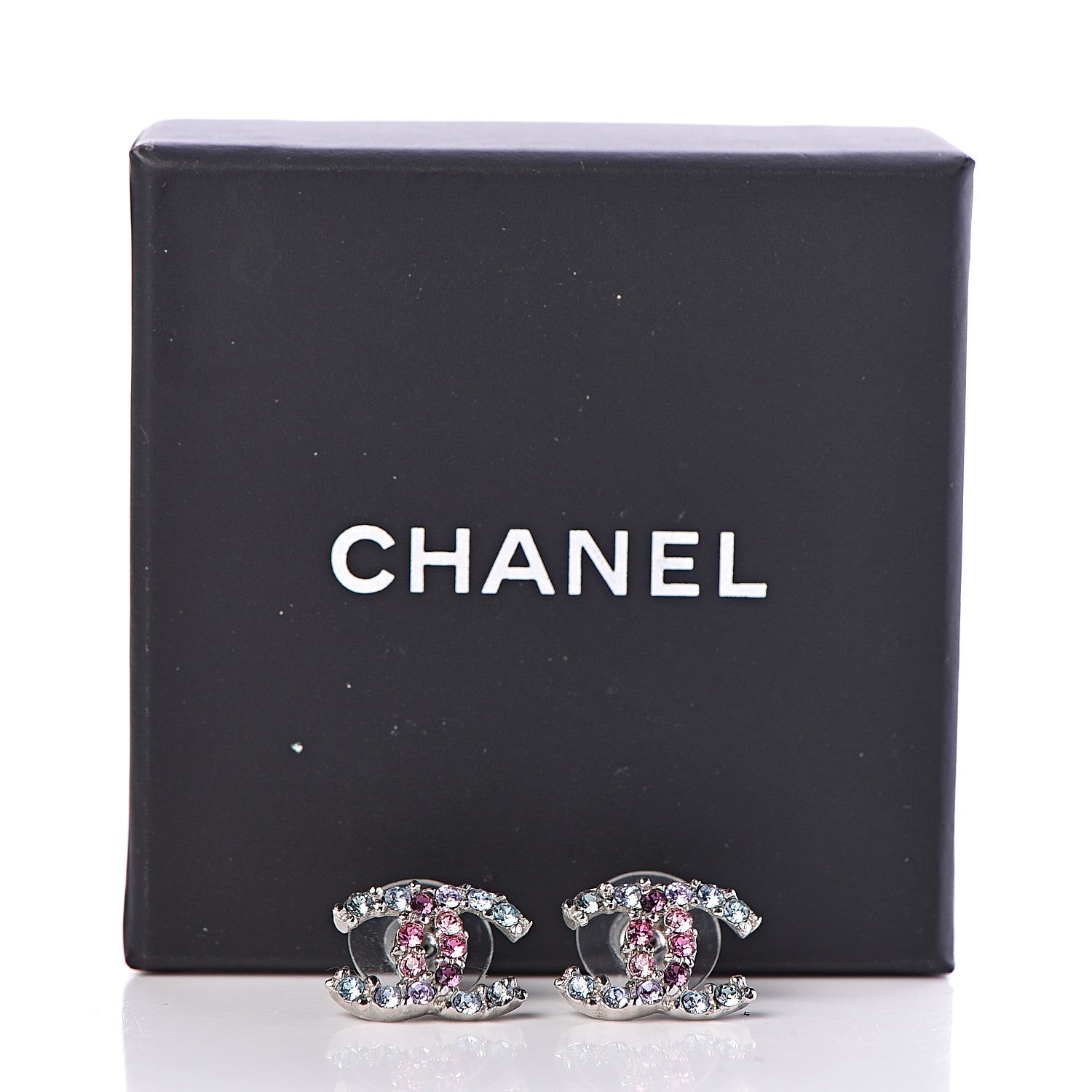 Chanel Crystal CC Earrings Silver Multicolor 5 of 5