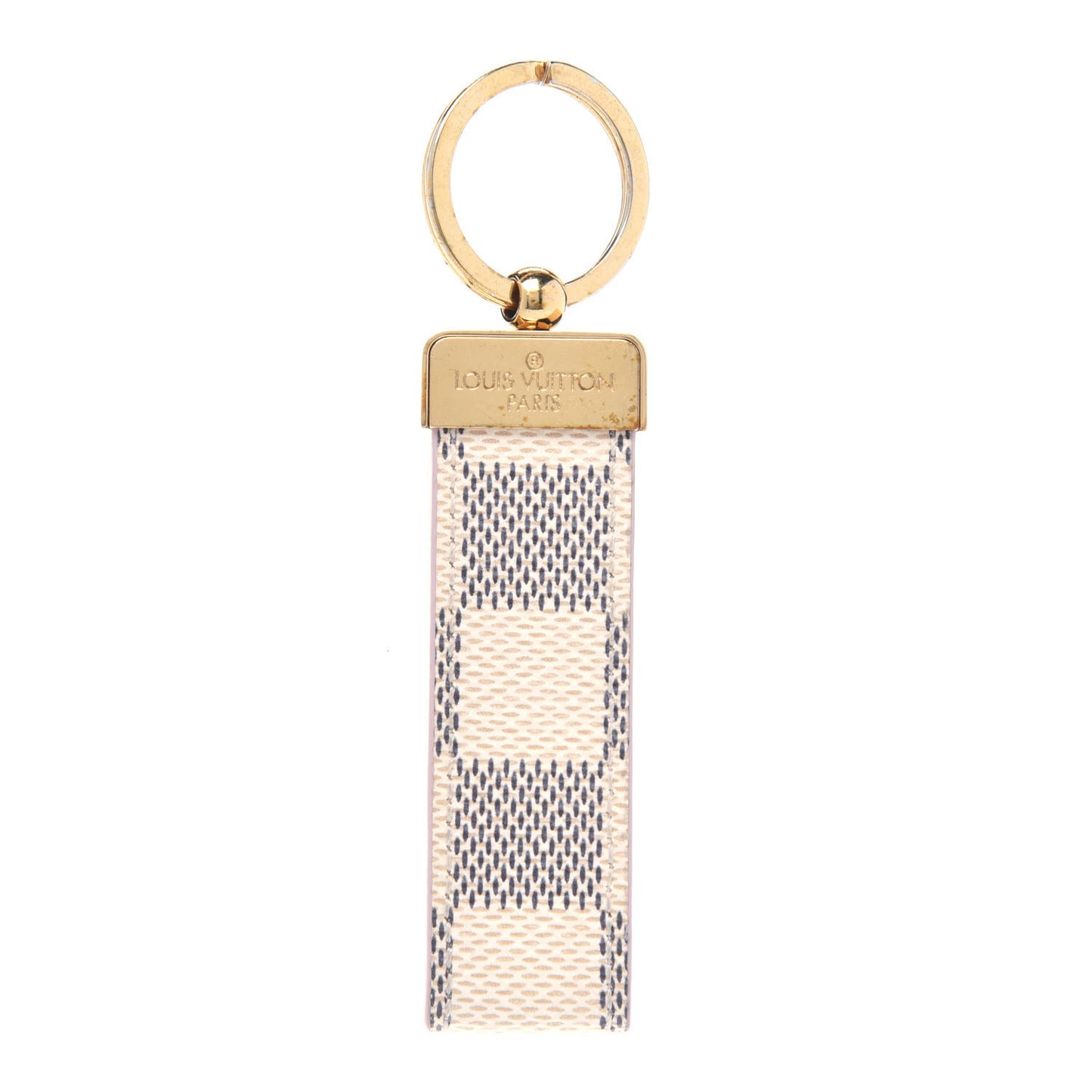 Damier Azur Dragonne Key Holder Rose Ballerine