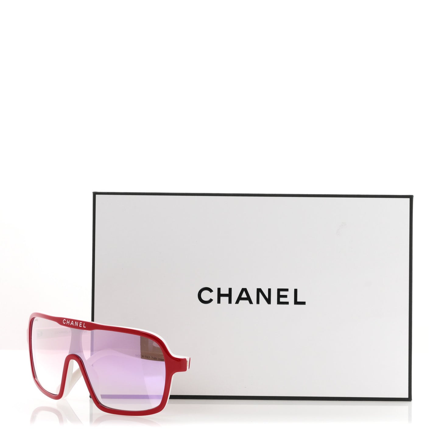 Acetate Shield Quilted Sunglasses 71655A White Red