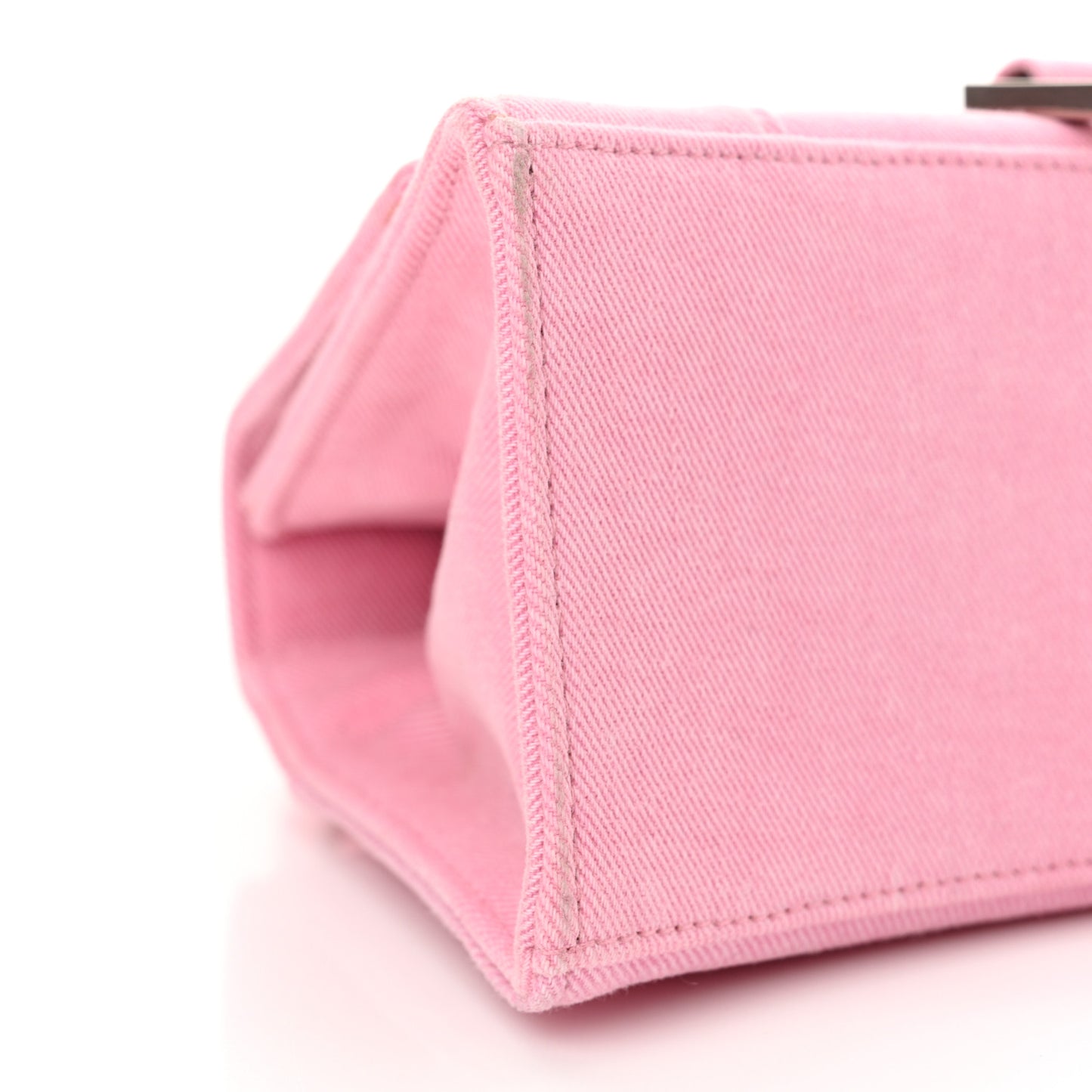 Nappa Denim Printed Small Hourglass Top Handle Bag Denim Pink
