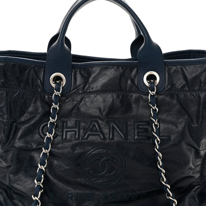 Chanel Glazed Calfskin Large Deauville Tote Blue 8 of 14