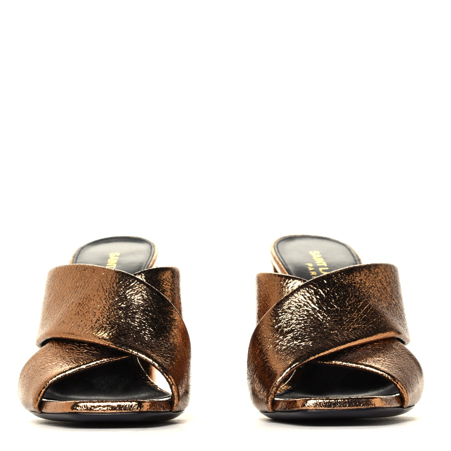 Saint Laurent Metallic Supercrack Calfskin LouLou 95 Mule Sandals 36 Chestnut 4 of 12