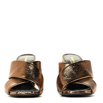 Saint Laurent Metallic Supercrack Calfskin LouLou 95 Mule Sandals 36 Chestnut 4 of 12