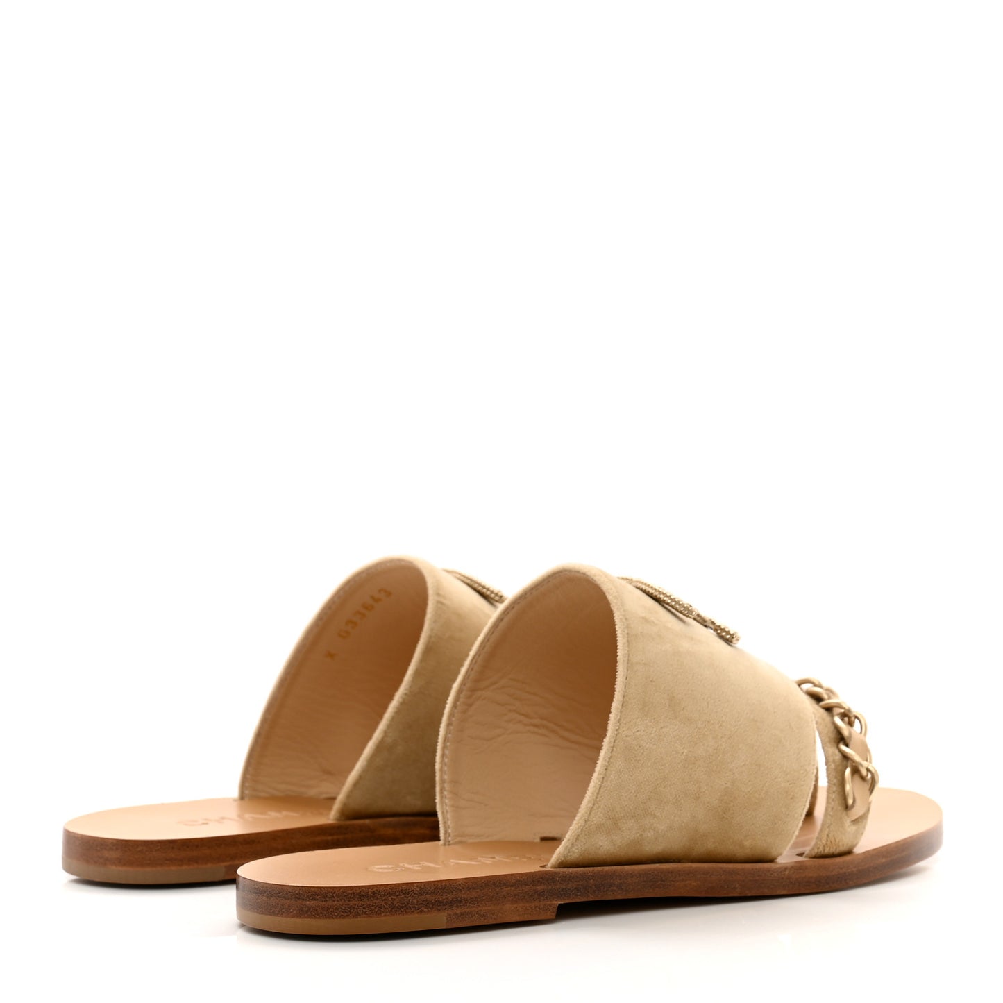 Velvet Chain Mule Sandals 36.5 Beige