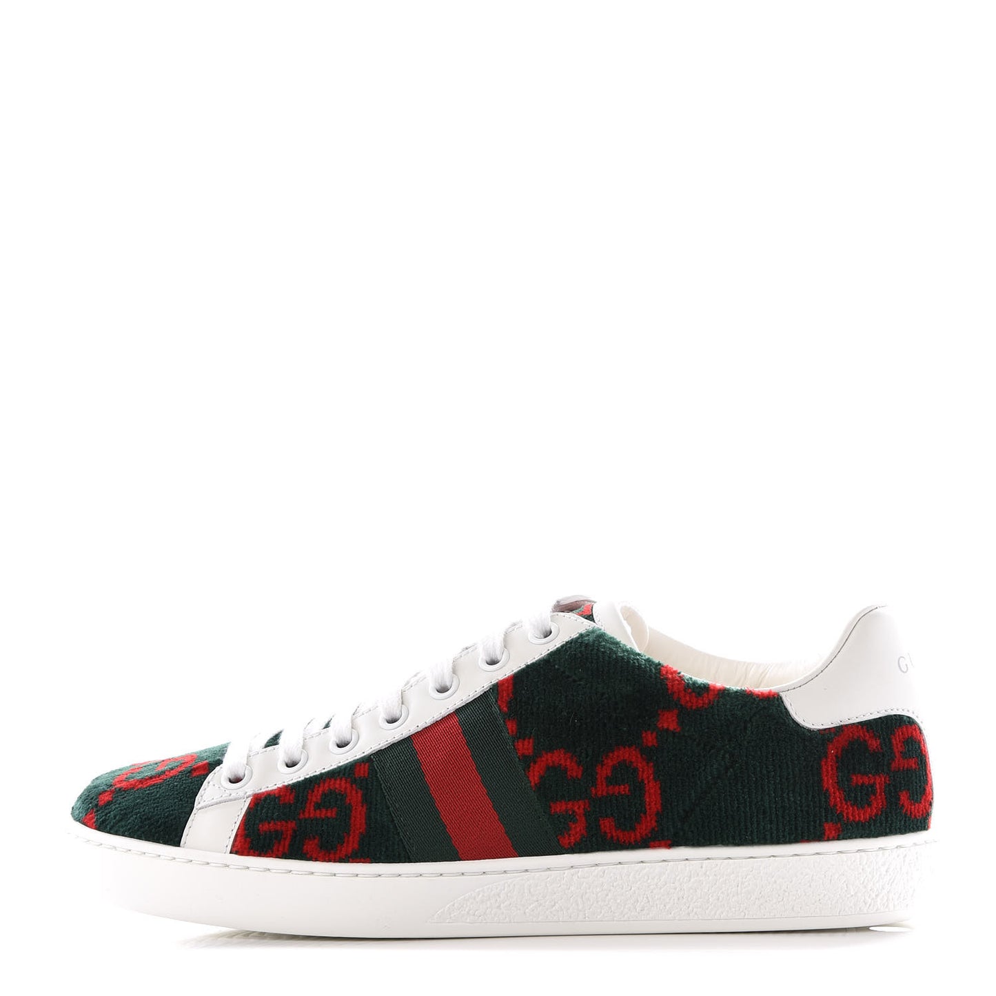 Terry Cloth GG Monogram Web Womens Ace Sneakers 36.5 Green Red