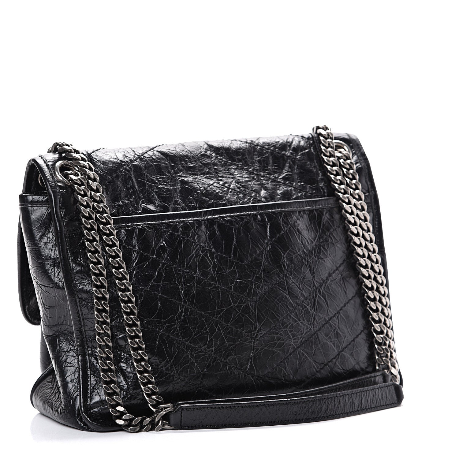 Saint Laurent Crinkled Calfskin Matelasse Monogram Medium Niki Chain Satchel Black 2 of 10