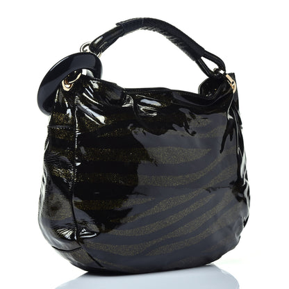 Jimmy Choo Patent Zebra Print Sky Hobo Black 3 of 8