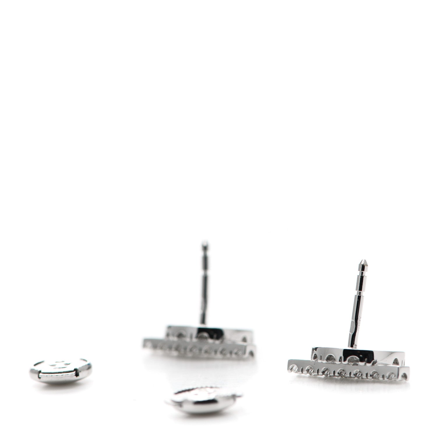 Hermes 18K White Gold Diamond Finesse Earrings 3 of 5